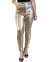 Dolce & Gabbana Metallic Gold High Waist Skinny Pants - IT44 | L - Trousers