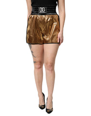 Dolce & Gabbana Metallic Gold High Waist Women Hotpants Short - IT42|M - Short Trousers