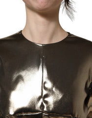 Dolce & Gabbana Metallic Gold Polyester LongSleeve Maxi Dress - IT40|S