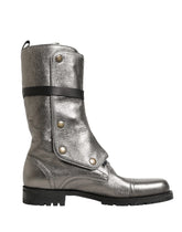 Dolce & Gabbana Metallic Leather Buckle Combat Boots Shoes - EU45/US12 - Boots