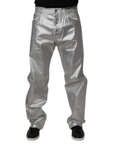 Dolce & Gabbana Metallic Silver Cotton Straight Denim Jeans - IT48 | M - Jeans