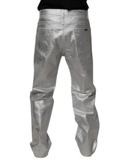 Dolce & Gabbana Metallic Silver Cotton Straight Denim Jeans - IT48 | M - Jeans