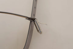 Dolce & Gabbana Metallic Silver Leather Metal Waist Buckle Belt - 65 cm / 26 Inches - Belts