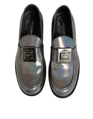Dolce & Gabbana Metallic Silver Logo Slip On Men Dress Shoes - EU44/US11 - Flats