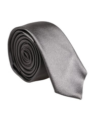 Dolce & Gabbana Metallic Silver Silk Adjustable Necktie Tie - Neckties