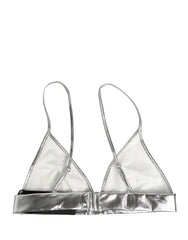 Dolce & Gabbana Silberfarbener Metallic Bustier Crop Top - IT40|S