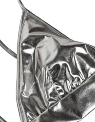 Dolce & Gabbana Silberfarbener Metallic Bustier Crop Top - IT40|S