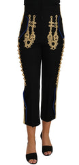Dolce & Gabbana Military Embellished Pants Black Gold Dress Pant - IT38|XS - Trousers