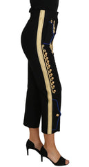 Dolce & Gabbana Military Embellished Pants Black Gold Dress Pant - IT38|XS - Trousers