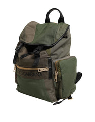 Dolce & Gabbana Military Green Patchwork Rucksack Backpack Bag - Backpacks