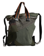 Dolce & Gabbana Military Green Patchwork Rucksack Backpack Bag