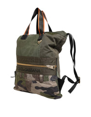 Dolce & Gabbana Military Green Patchwork Rucksack Backpack Bag - Backpacks