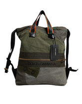 Dolce & Gabbana Military Green Patchwork Rucksack Backpack Bag - Backpacks