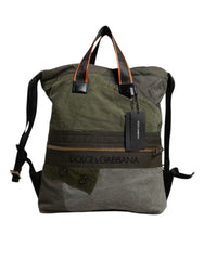 Dolce & Gabbana Military Green Patchwork Rucksack Backpack Bag - Backpacks