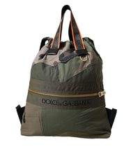 Dolce & Gabbana Military Green Patchwork Rucksack Backpack Bag - Backpacks