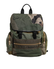 Dolce & Gabbana Military Green Patchwork Rucksack Backpack Bag - Backpacks