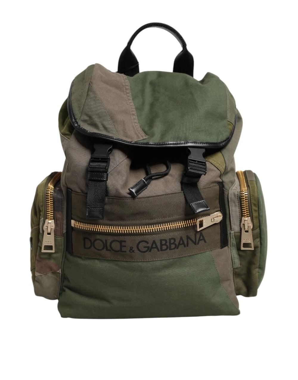 Dolce & Gabbana Military Green Patchwork Rucksack Backpack Bag - Backpacks