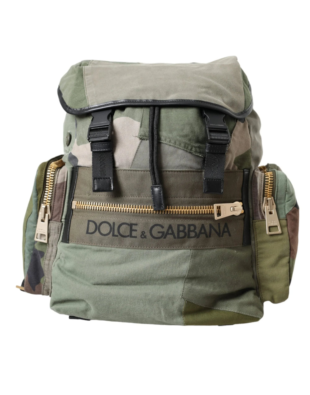 Dolce & Gabbana Military Green Patchwork Rucksack Backpack Bag - Backpacks
