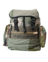 Dolce & Gabbana Military Green Patchwork Rucksack Backpack Bag - Backpacks