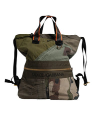 Dolce & Gabbana Military Green Patchwork Rucksack Backpack Bag - Backpacks