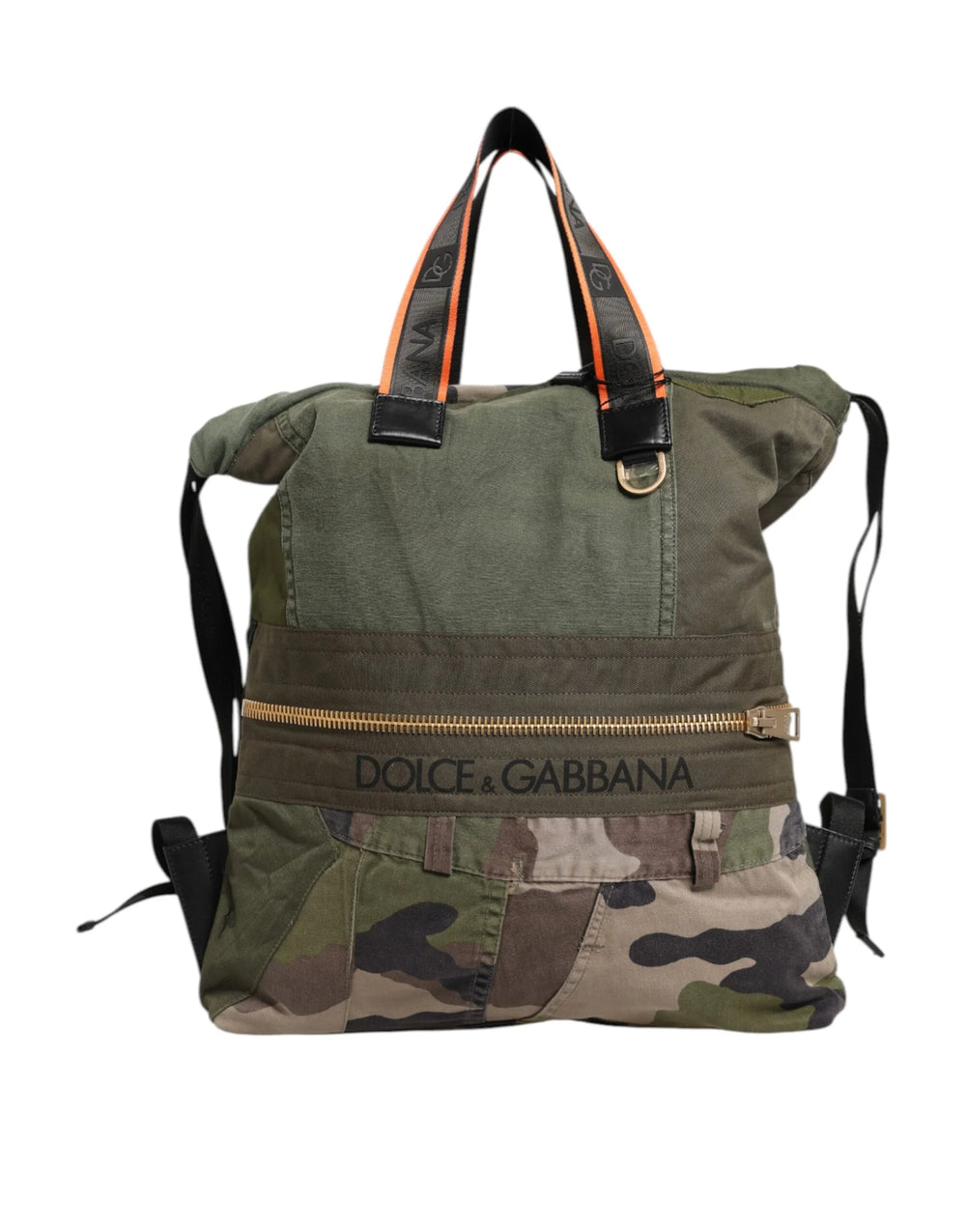 Dolce & Gabbana Military Green Patchwork Rucksack Backpack Bag - Backpacks