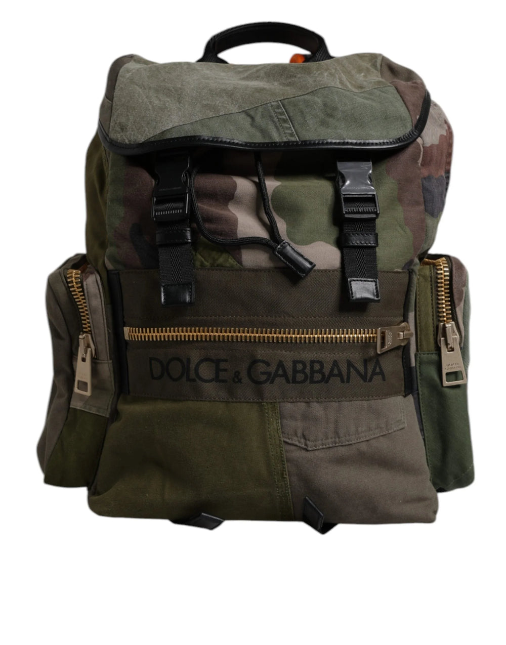Dolce & Gabbana Military Green Patchwork School Backpack Bag - Backpacks