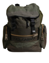 Dolce & Gabbana Military Green Patchwork School Backpack Bag - Backpacks