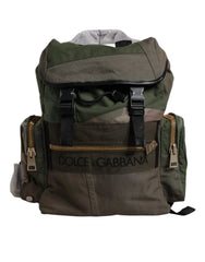 Dolce & Gabbana Military Green Patchwork Travel Backpack Bag - Backpacks