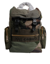 Dolce & Gabbana Military Green Patchwork Travel Backpack Bag - Backpacks