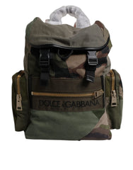 Dolce & Gabbana Military Green Patchwork Travel Backpack Bag - Backpacks
