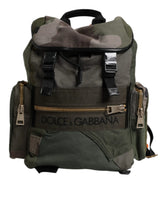 Dolce & Gabbana Military Green Patchwork Travel Backpack Bag - Backpacks