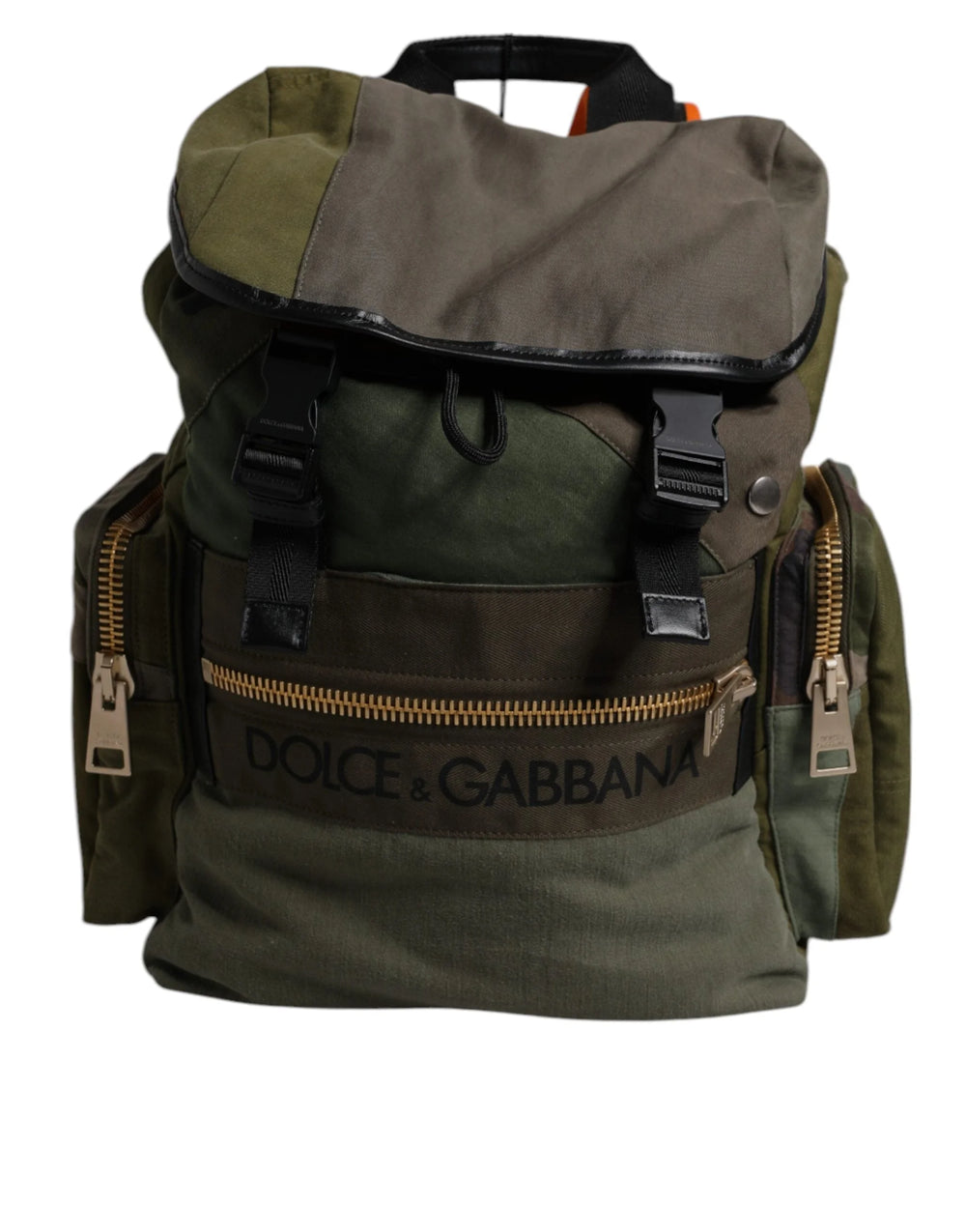 Dolce & Gabbana Military Green Patchwork Travel Backpack Bag - Backpacks