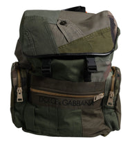 Dolce & Gabbana Military Green Patchwork Travel Backpack Bag - Backpacks