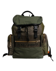 Dolce & Gabbana Military Green Patchwork Travel Backpack Bag - Backpacks