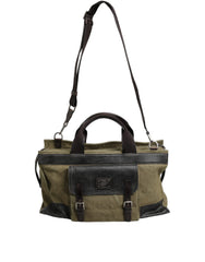 Dolce & Gabbana Στρατιωτικό Πράσινο Δίχρωμη Τσάντα Tote Duffel Shoulder Borse