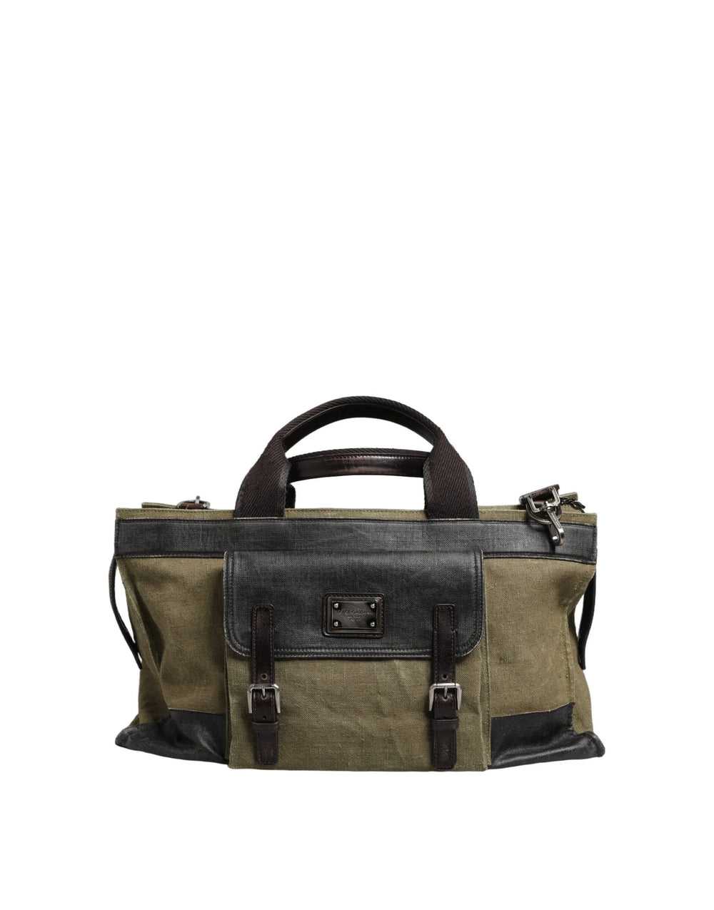 Dolce & Gabbana Military Green Two Tone Tote Duffel Shoulder Borse Bag