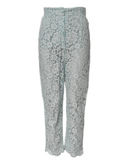 Dolce & Gabbana Mint Green Cotton Floral Lace Trousers Pants - IT40|S - Trousers