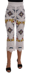Dolce & Gabbana Mulicolor Majolica Cutout Capri Pants - Trousers