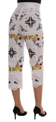 Dolce & Gabbana Mulicolor Majolica Cutout Capri Pants - Trousers
