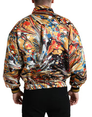 Dolce & Gabbana Multicolor Abstract Polyester Bomber Jacket - IT50 | L - Bomber Jackets