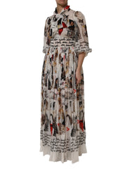 Dolce & Gabbana Multicolor Animal Print Silk Ascot Maxi Dress - IT40|S - Dresses