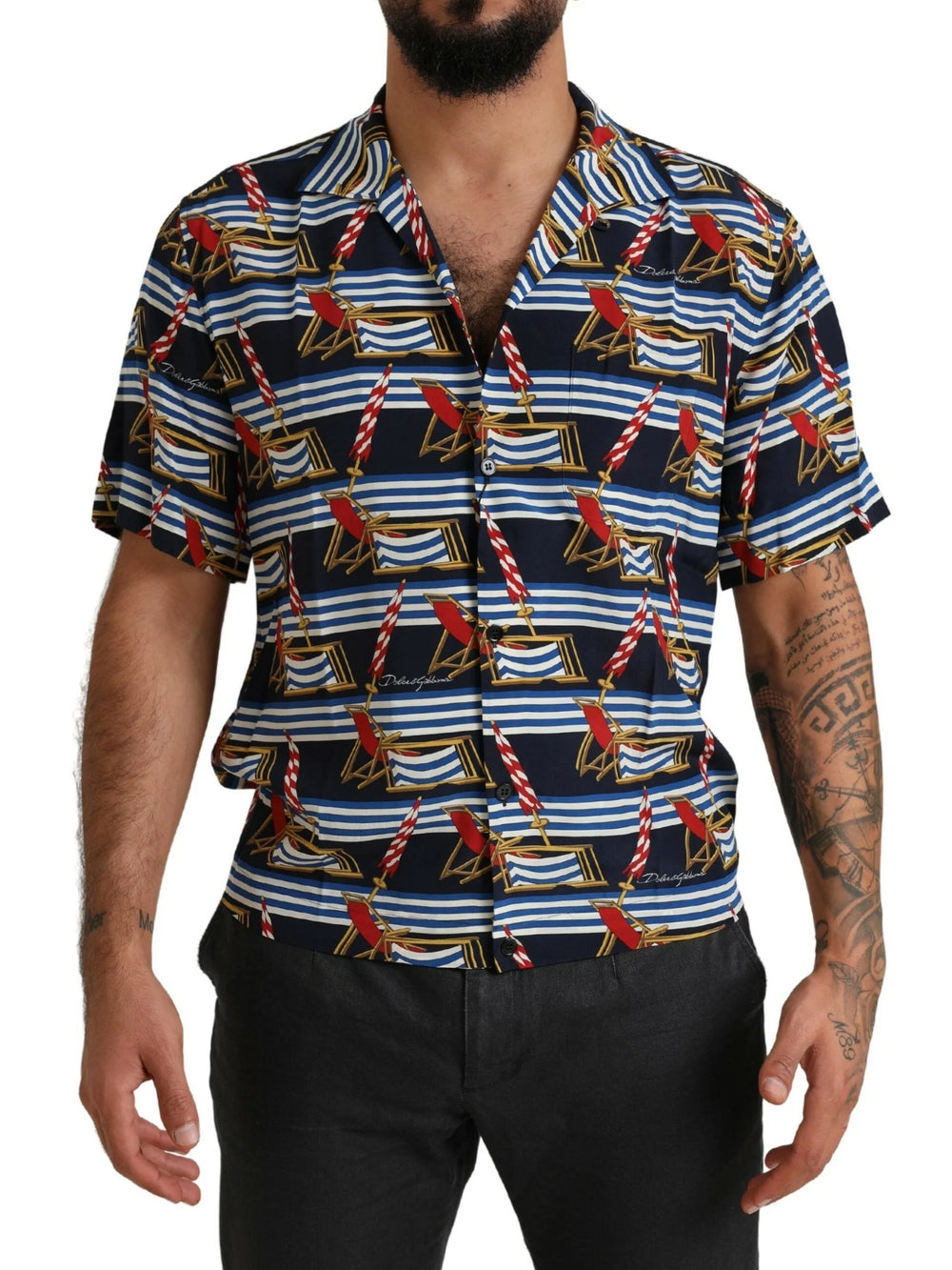 Dolce & Gabbana Multicolor Beach Chair Short Sleeves Shirt - Shirts