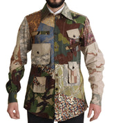 Dolce & Gabbana Multicolor Button Down Patchwork Shirt - IT42 | XL - Shirts