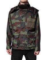 Dolce & Gabbana Multicolor Camouflage Button Hooded Jacket - IT54 | XL - Windbreakers