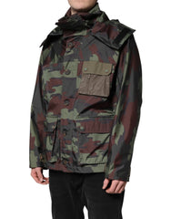 Dolce & Gabbana Multicolor Camouflage Button Hooded Jacket - IT54 | XL - Windbreakers