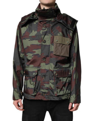 Dolce & Gabbana Multicolor Camouflage Button Hooded Jacket - IT54 | XL - Windbreakers