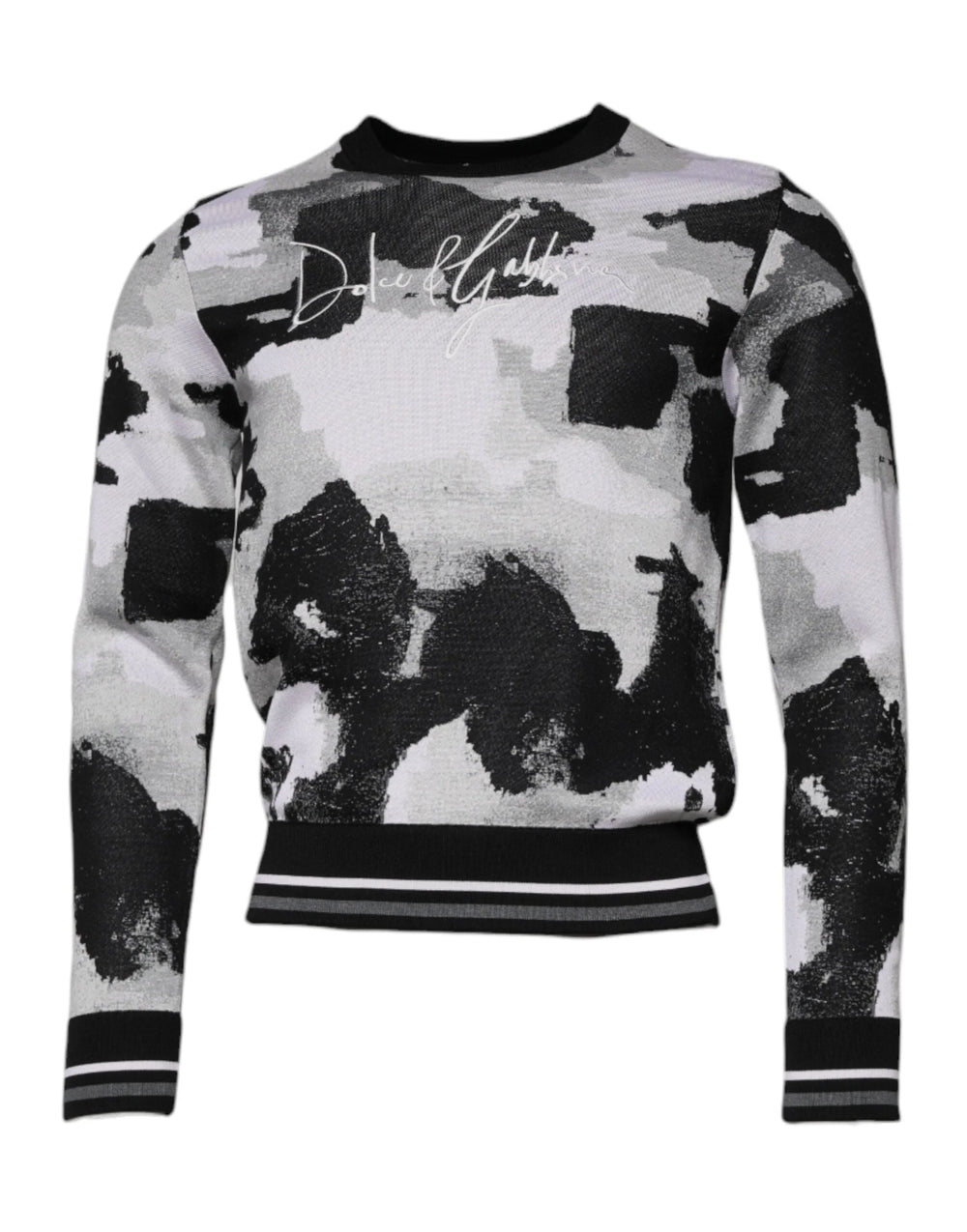 Dolce & Gabbana Multicolor Camouflage Crew Neck Men Pullover Sweater - IT46 | S - Sweaters