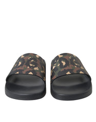 Dolce & Gabbana Multicolor Camouflage Leather Beachwear Men Shoes - EU41/US8 - Sandals