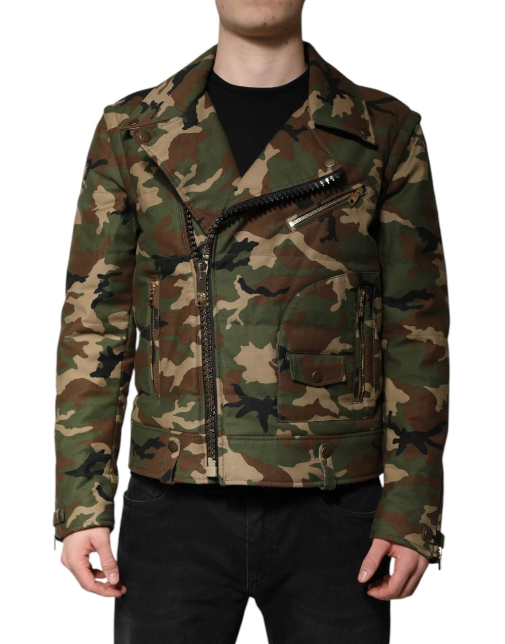 Dolce & Gabbana Multicolor Camouflage Nylon Biker Jacket - IT52 | XL - Bomber Jackets