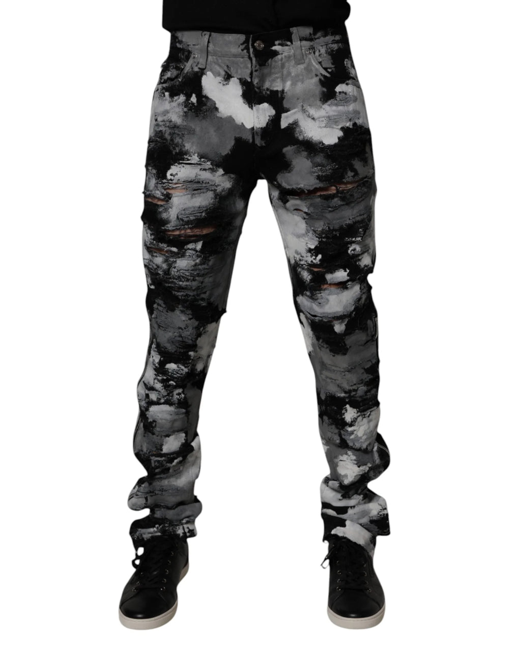 Dolce & Gabbana Multicolor Camouflage Tattered Skinny Denim Jeans - IT48 | M - Jeans